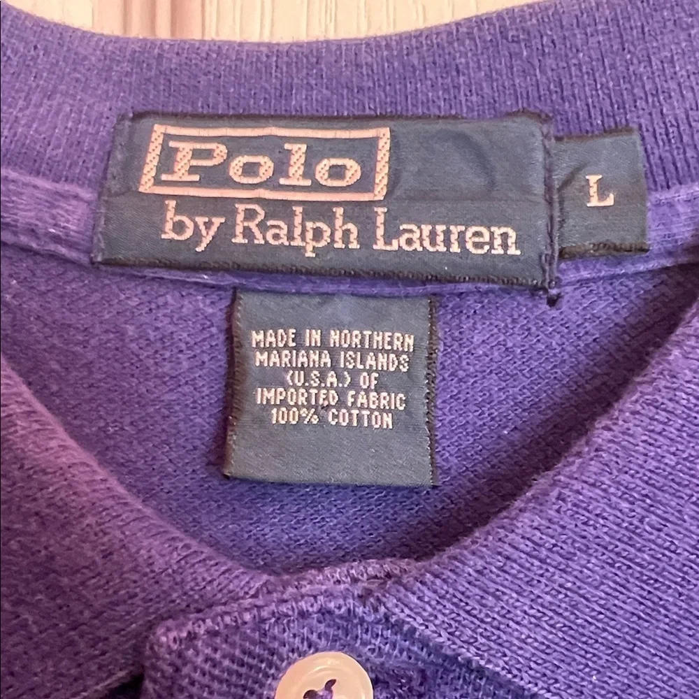 Polo by Ralph Lauren Purple Polo Shirt with Yellow Logo Stitching Lg